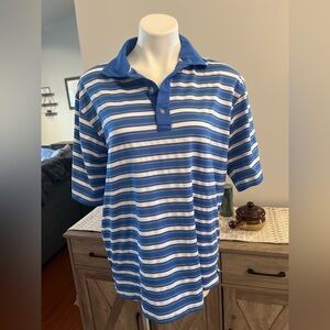 Slazenger blue and white mens striped polo